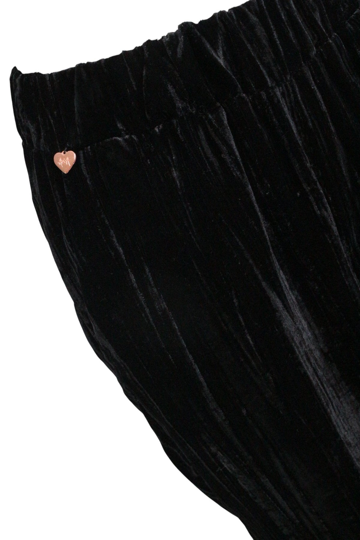 Pantalon large noir en velours Frippindealz avec détail de petit cœur métallique sur la poche