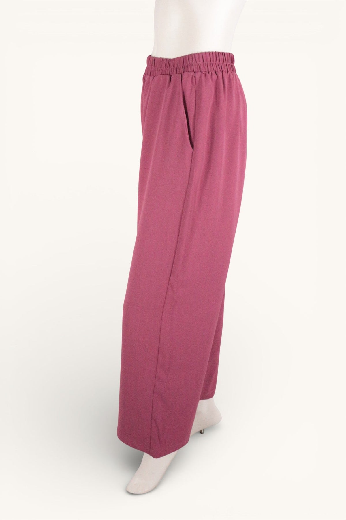 Pantalon large vieux rose Grace & Mila en polyester avec taille élastique, présenté par Frippindealz
