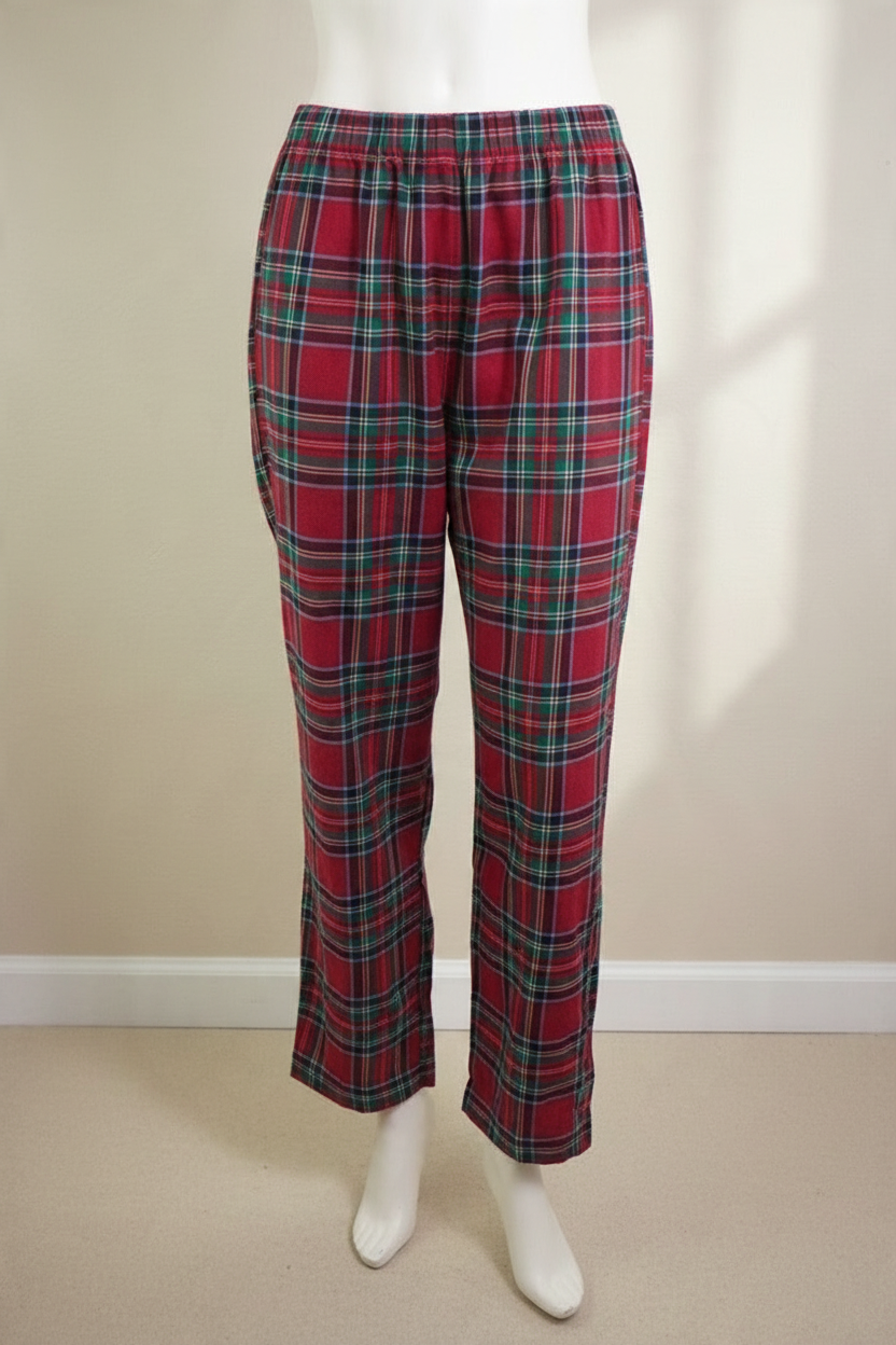 Pantalon de pyjama Frippindealz Oysho en coton rouge à motif tartan écossais avec taille élastique