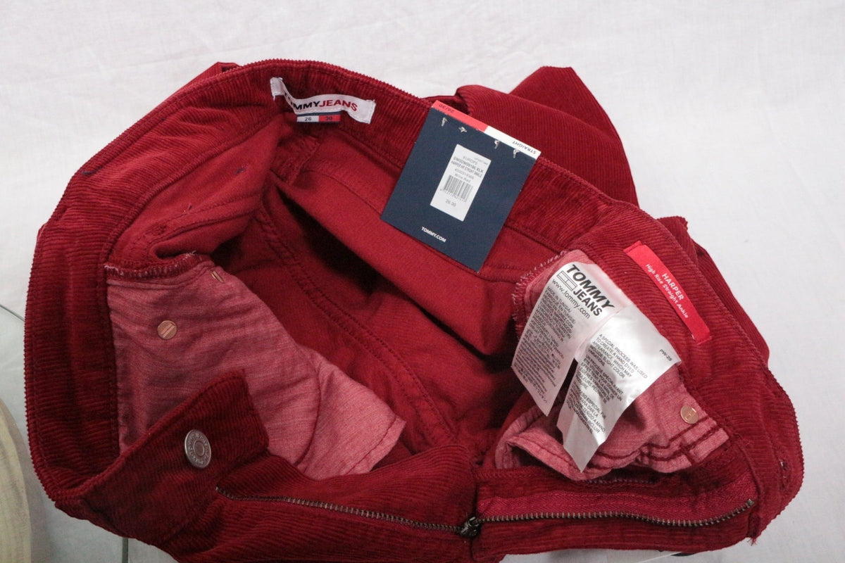 Pantalon en velours côtelé rouge Tommy Hilfiger de Frippindealz avec étiquettes d'origine, coupe droite