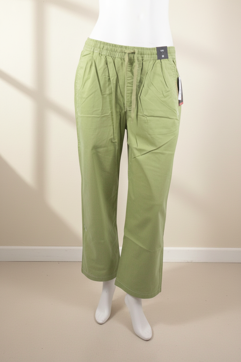 Pantalon vert décontracté Frippindealz en coton et polyester avec taille élastiquée et cordon de serrage