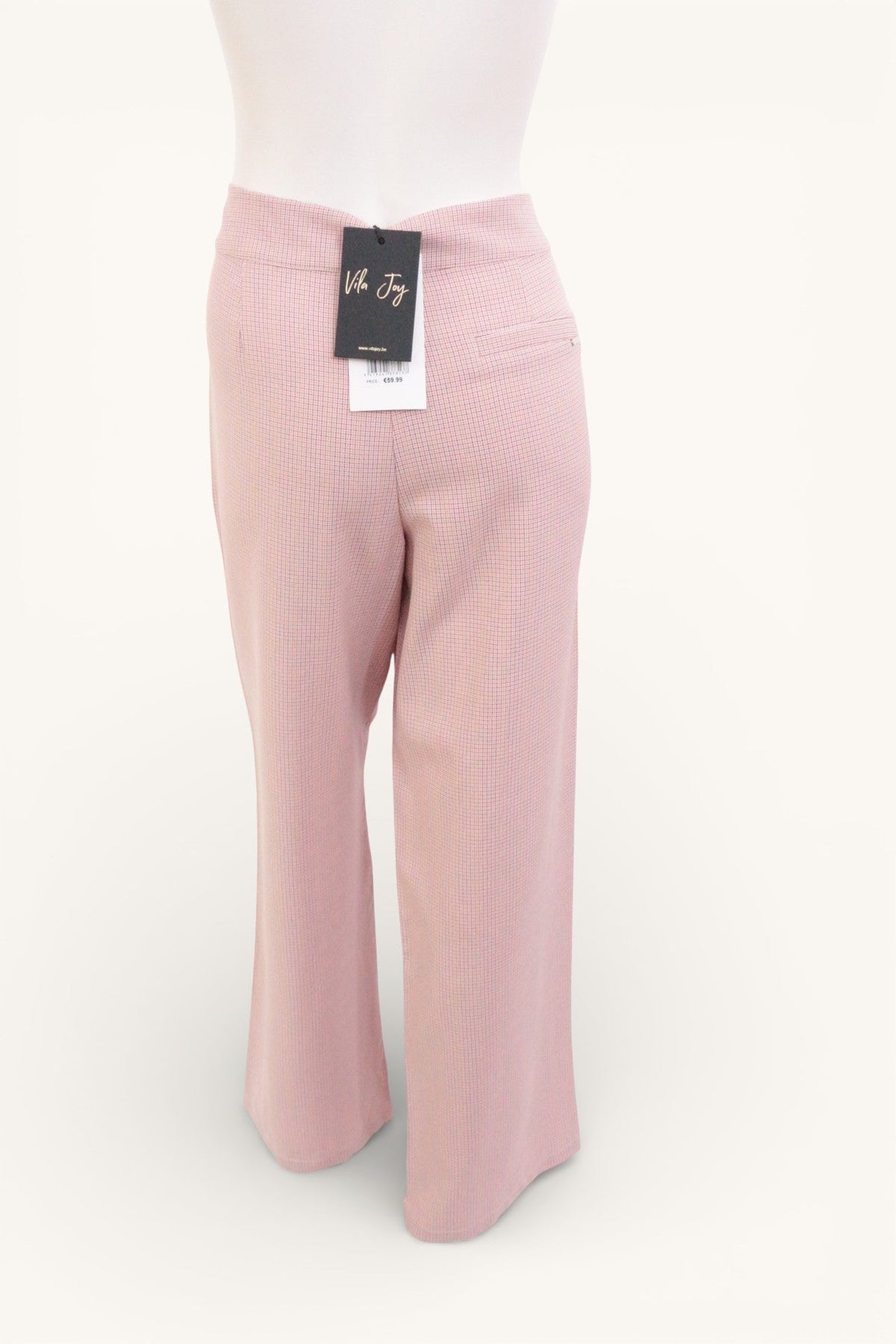 Pantalon Vila Joy Frippindealz vieux rose à motif discret, coupe droite, neuf avec étiquette sur mannequin