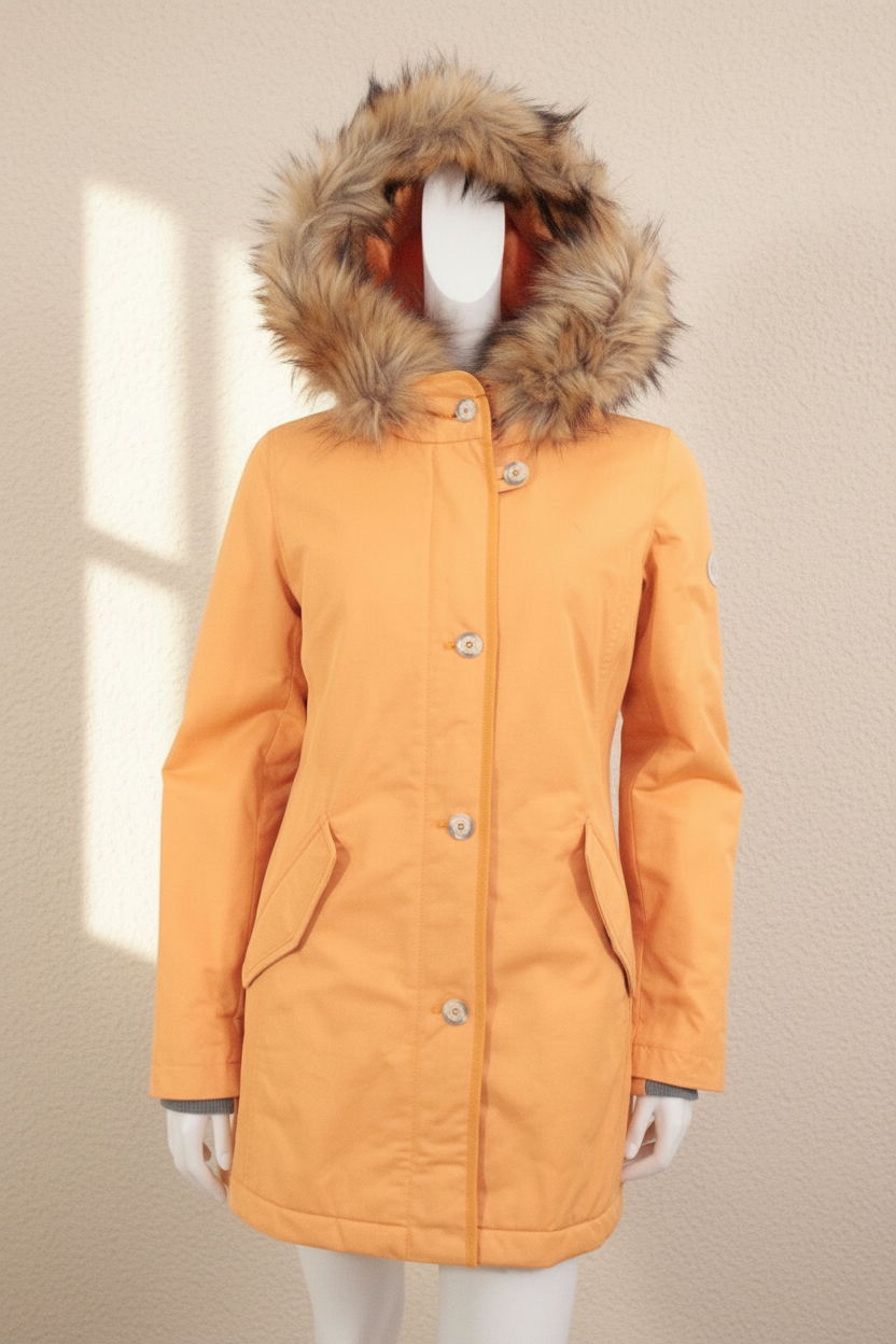 Parka Frippindealz Marc O Polo jaune avec capuche à fourrure synthétique et technologie Thermore