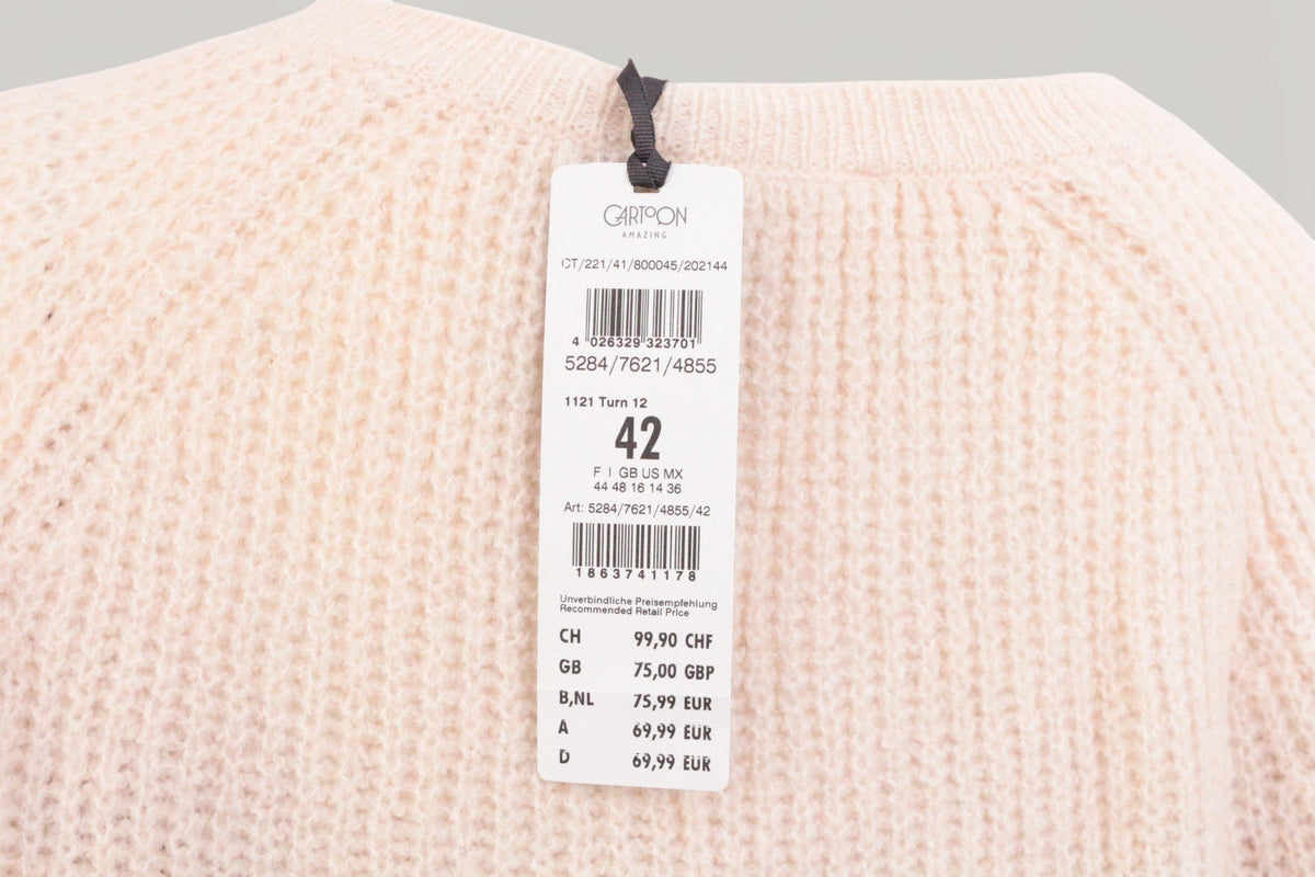 Pull Cartoon Amazing beige en maille douce avec étiquette de prix neuve, marque Frippindealz