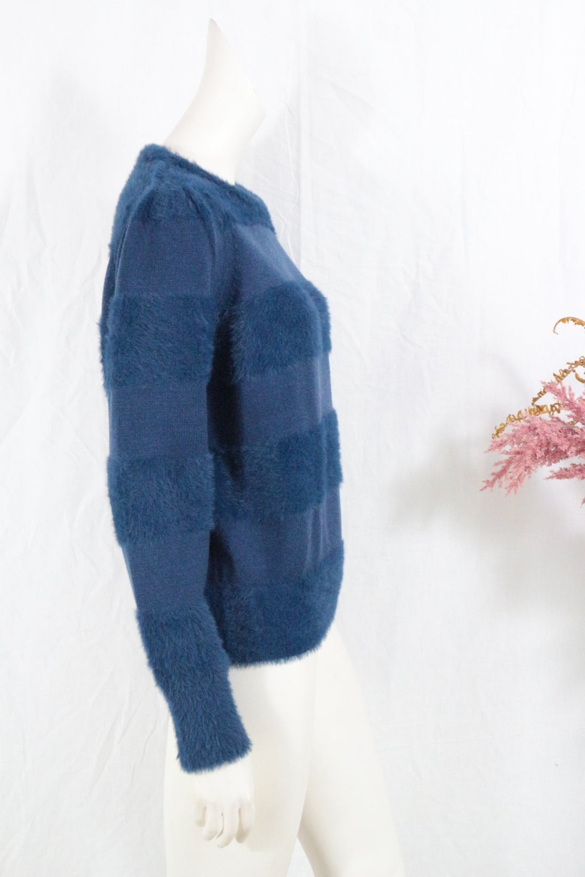 Pull Frippindealz bleu à rayures texturées en mélange de polyamide, viscose et polyester, coupe confortable