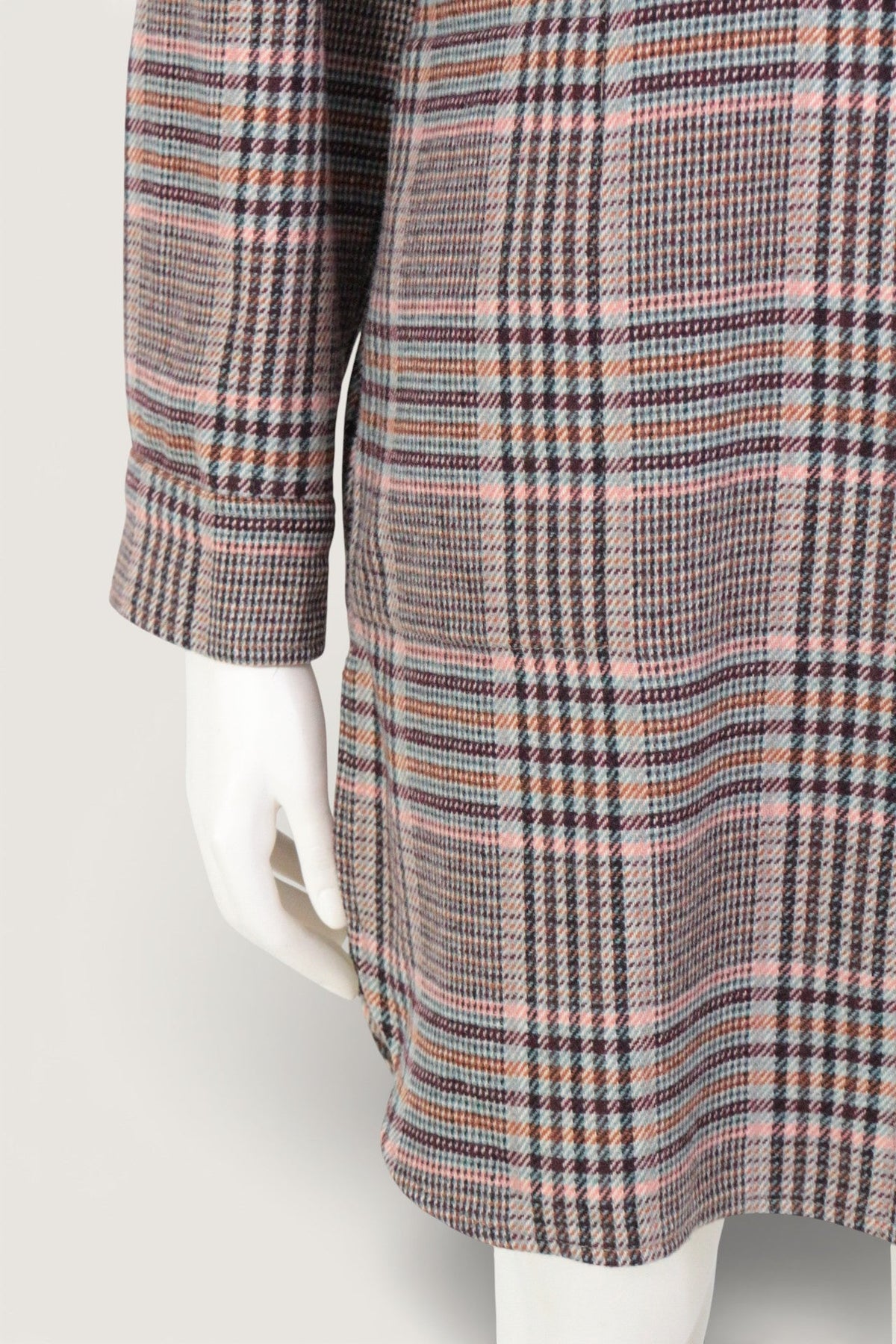 Manteau Frippindealz River Woods beige et marron à motif plaid en mélange de laine, acrylique et polyester