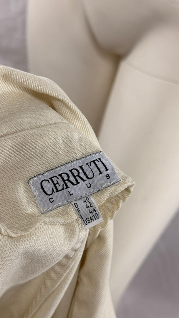Étiquette de marque Cerruti Club sur une robe chemise crème en tencel de chez Frippindealz