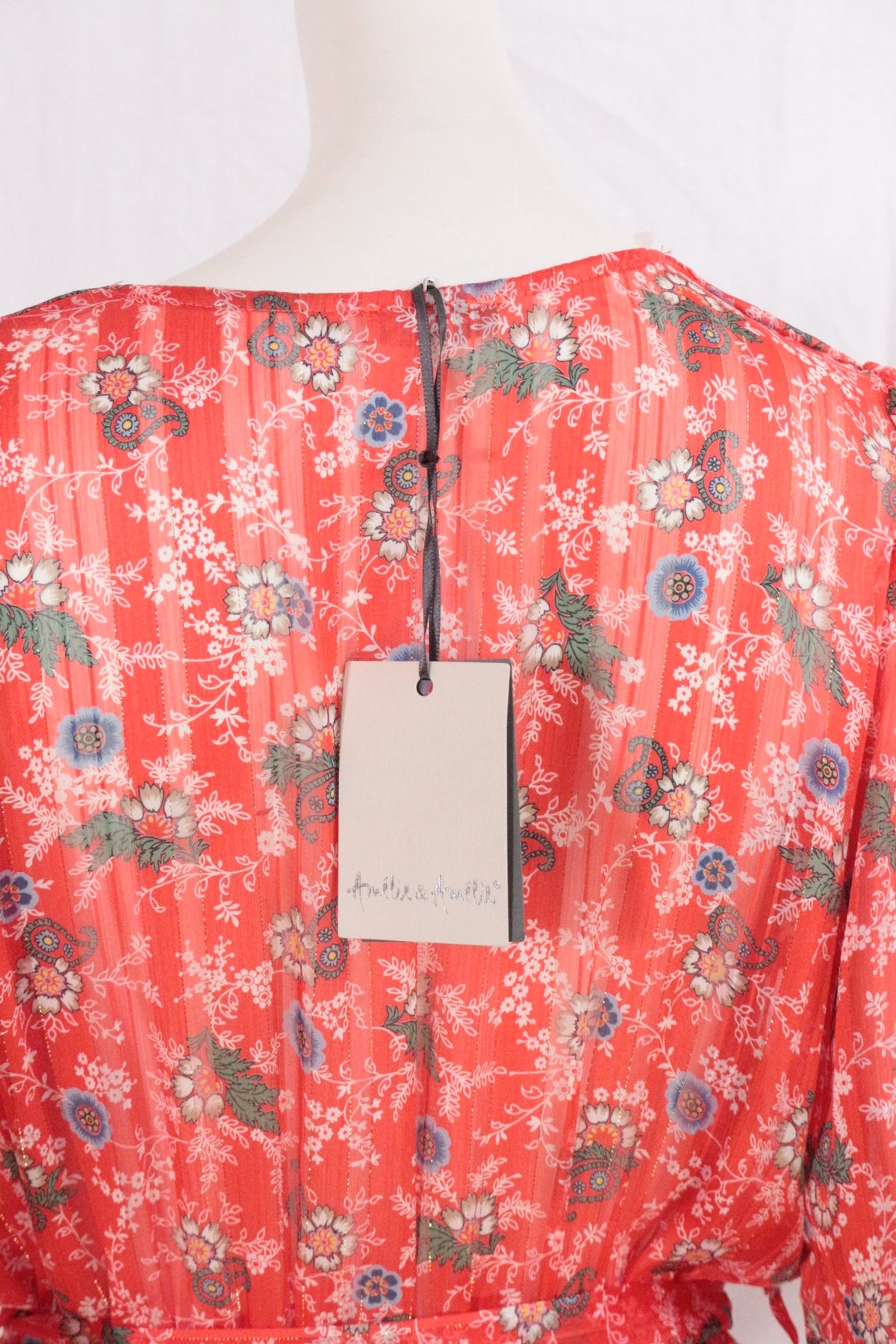 Robe mi-longue Frippindealz Amelie & Amelie corail à motif floral avec étiquette neuve et manches trois quarts