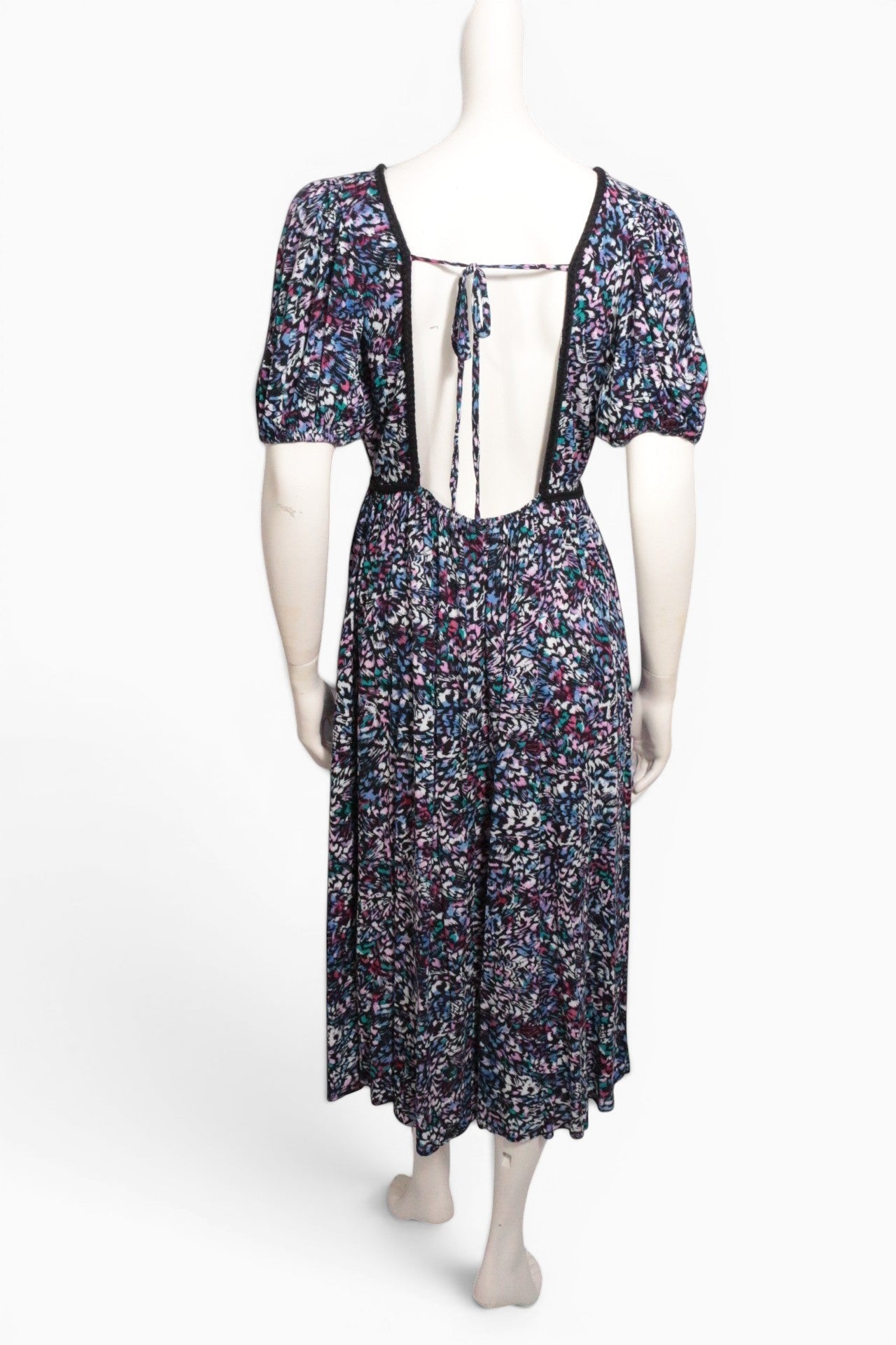 Robe longue Frippindealz Etam en viscose multicolore avec dos nu, liens à nouer et manches bouffantes