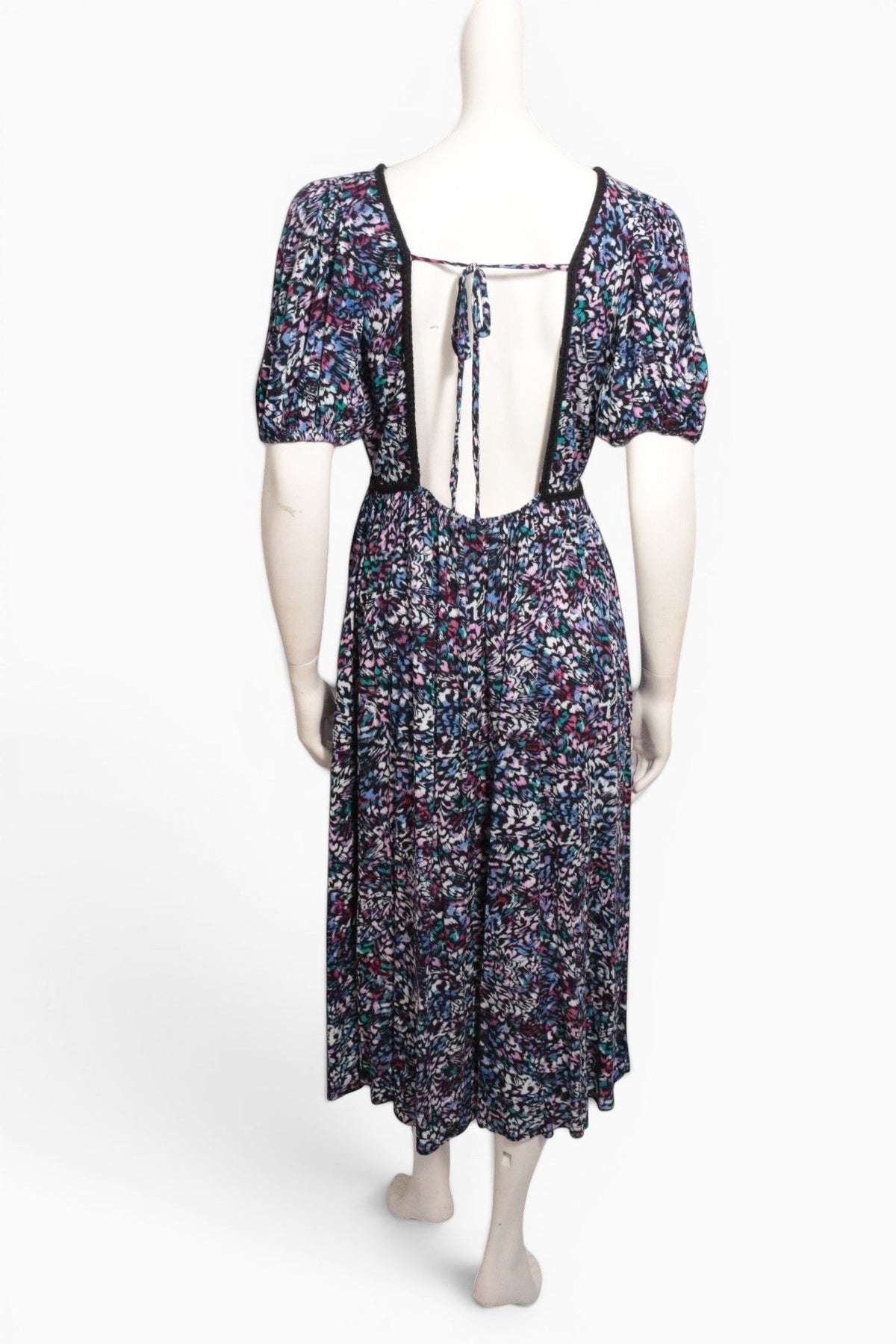 Robe longue Frippindealz Etam en viscose multicolore avec dos nu, liens à nouer et manches bouffantes