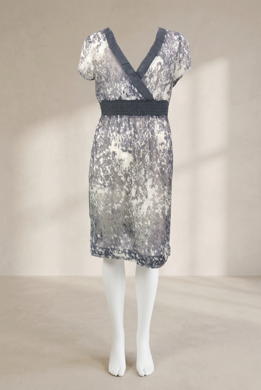 Robe mi-longue Frippindealz Mexx en polyester gris à motif abstrait avec décolleté en V et taille élastiquée