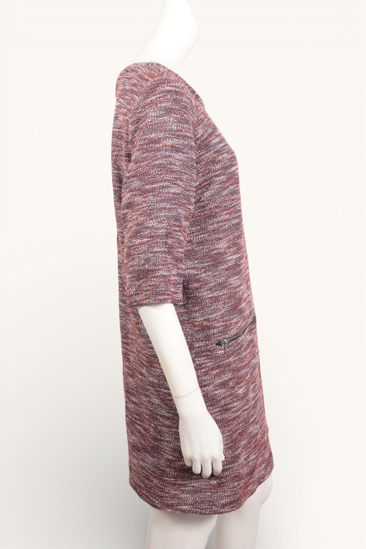 Robe mi-longue Frippindealz Cyrillus en maille bordeaux, noire et blanche avec fermeture éclair latérale