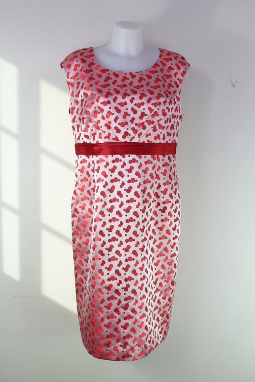 Robe midi Frippindealz Vava Exclusives London rose à pois rouges sans manches avec ceinture contrastée