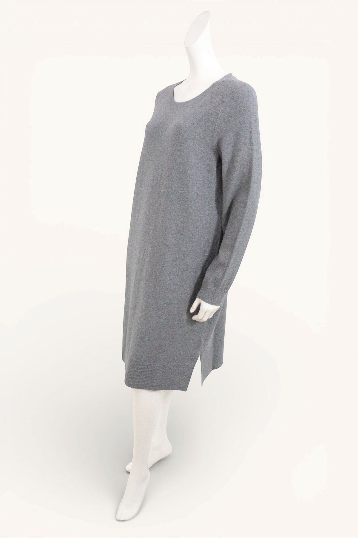 Robe pull Frippindealz Marc O Polo grise en mélange de coton, polyamide et laine avec col rond et fentes latérales