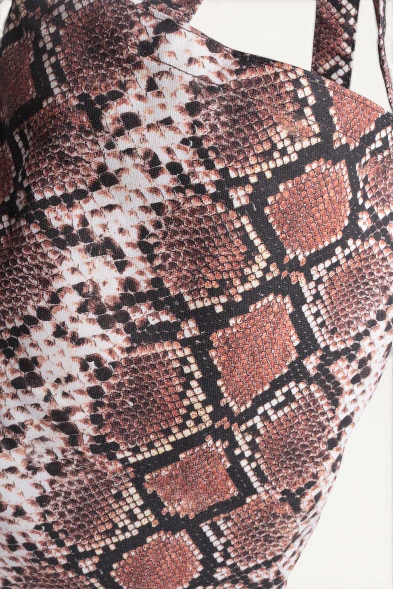 Frippindealz Sac fourre-tout en coton beige avec imprimé serpent, neuf avec étiquette.