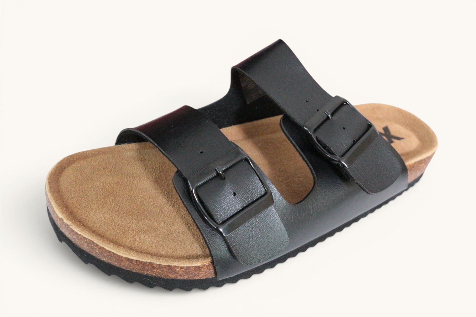 Sandales anatomiques Frippindealz Xti noires avec double bride réglable et semelle en liège confortable