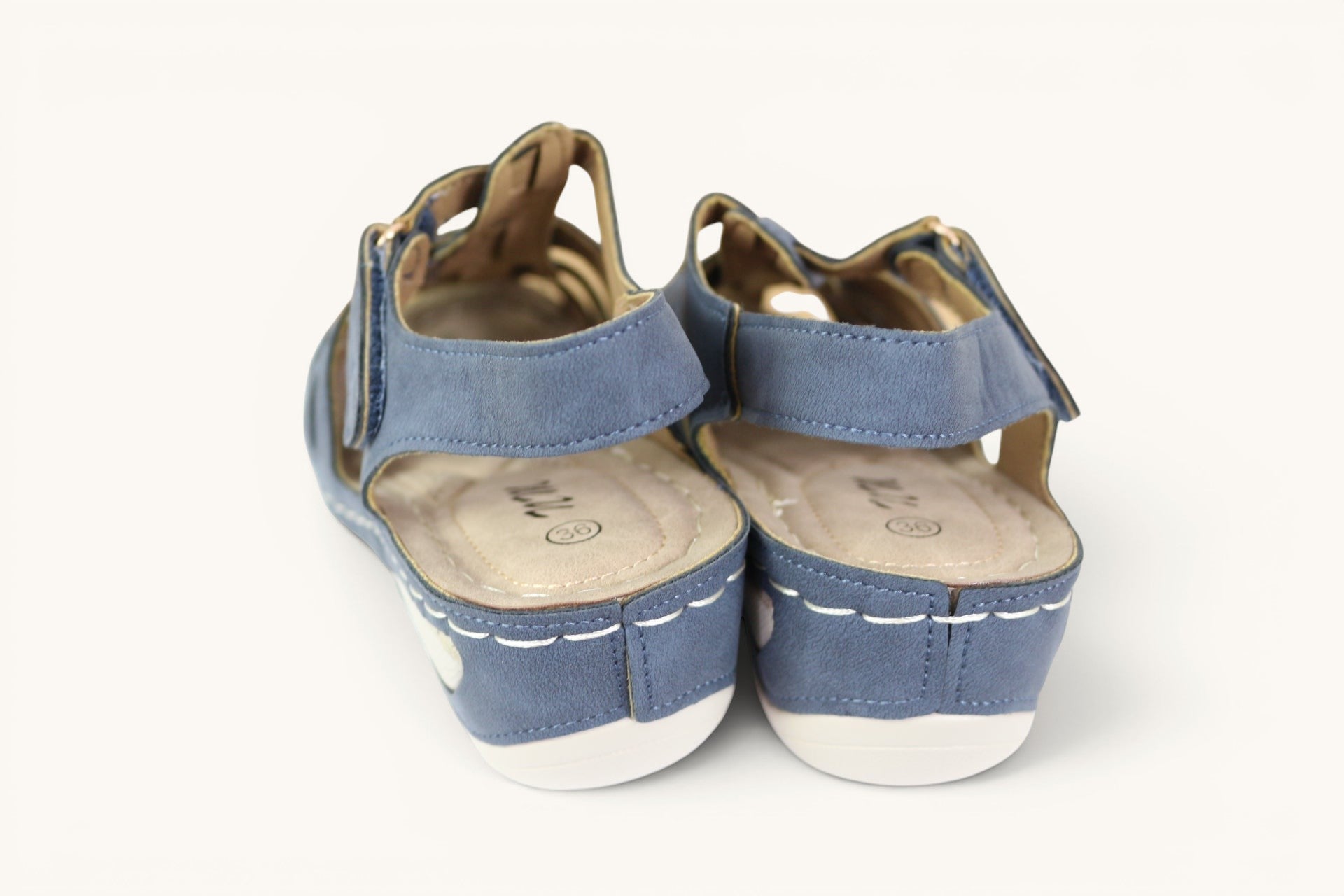 Sandales confort Frippindealz bleu marine avec bride arrière auto-agrippante et semelle compensée légère