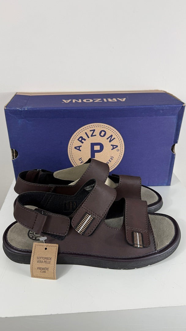 Sandales Arizona par Patrizia Azzi Frippindealz en cuir marron avec brides ajustables et semelle anatomique