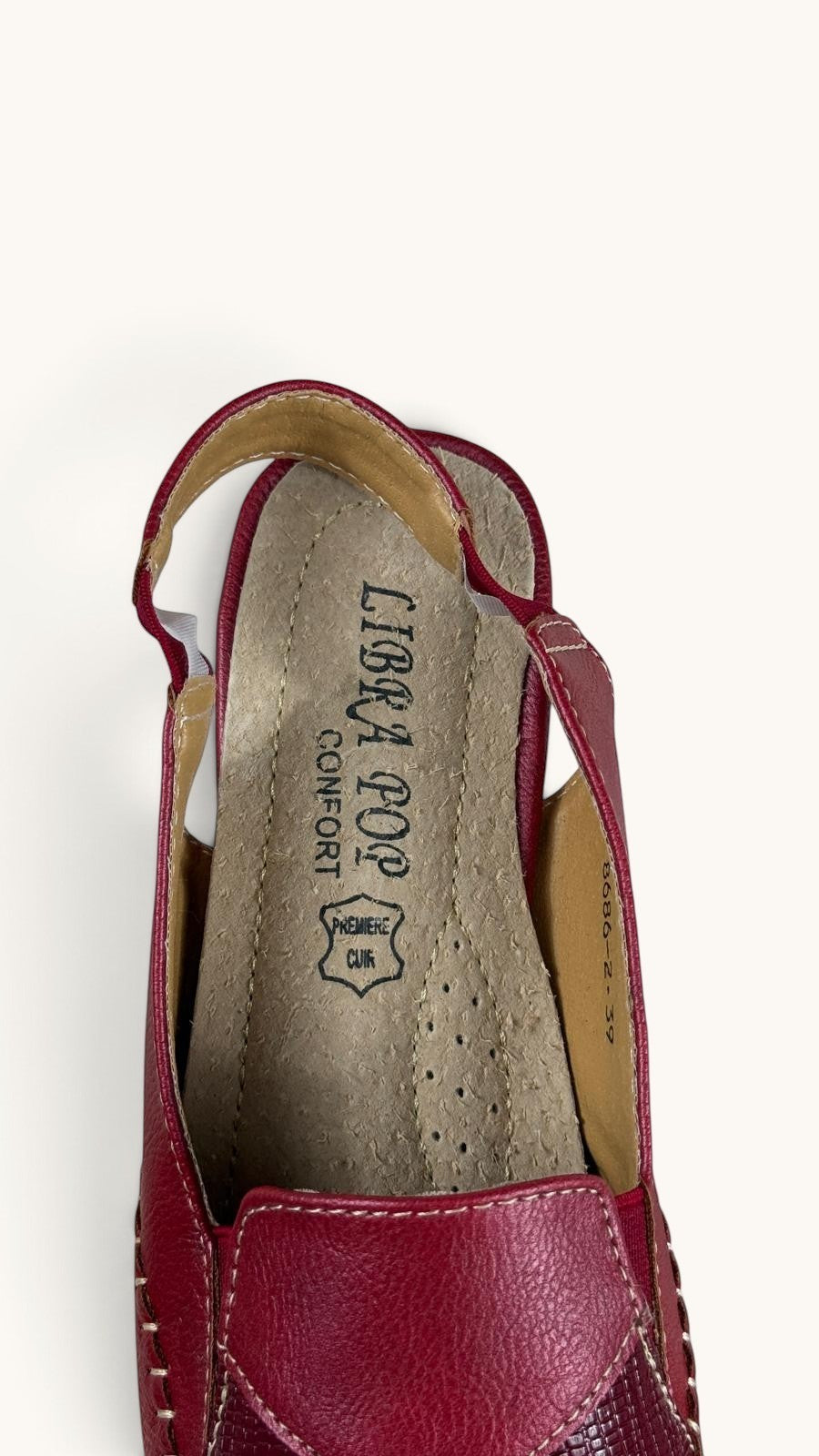 Sandales Frippindealz LIBRA POP en cuir rouge avec semelle intérieure ergonomique et bride arrière élastiquée