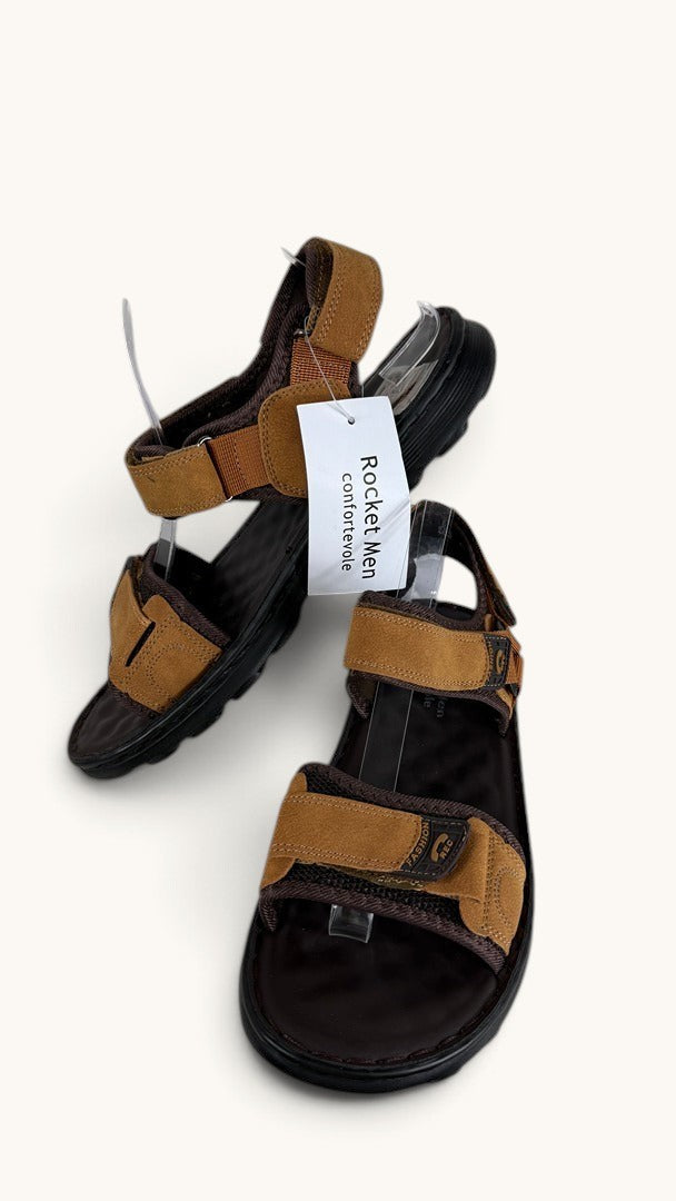 Sandales Frippindealz Rocket Men marron en cuir synthétique avec brides ajustables et semelle ergonomique