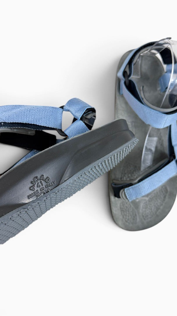 Sandales de randonnée Frippindealz LIZARD Super Hike bleu clair et grises avec semelle Vibram et brides ajustables