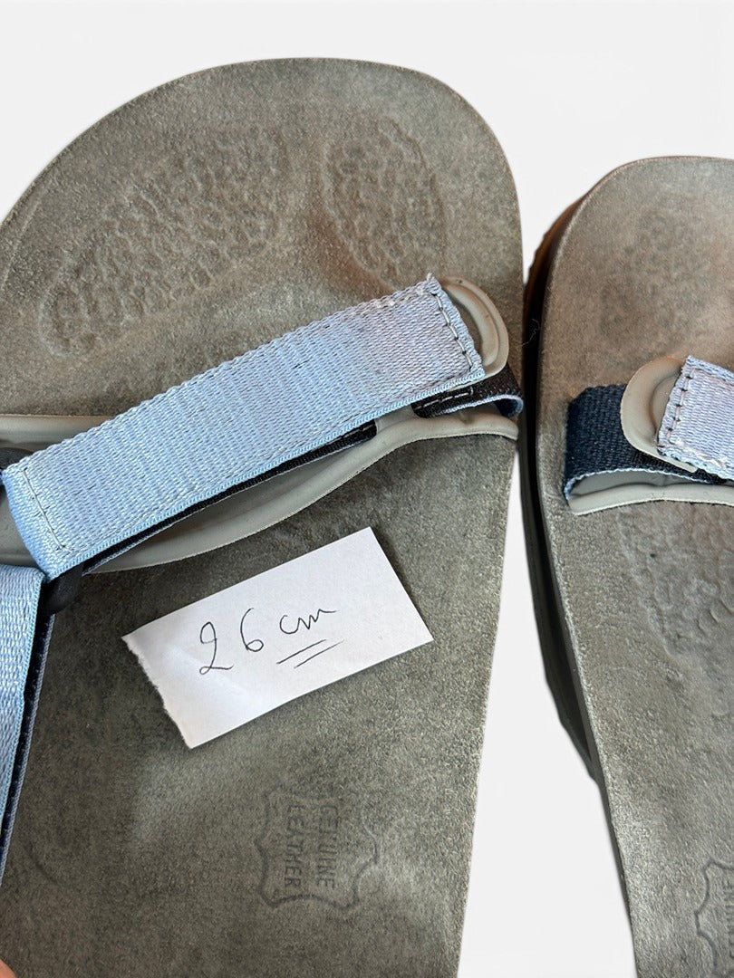 Sandales de randonnée Frippindealz LIZARD Super Hike en cuir bleu clair et gris avec brides ajustables