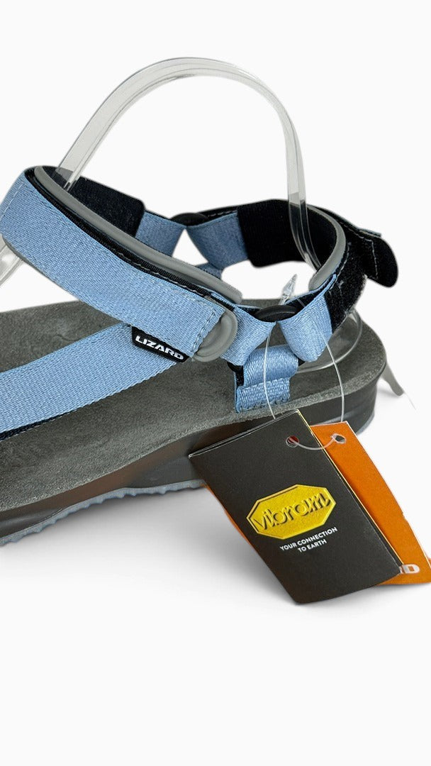 Sandales de randonnée Frippindealz LIZARD Super Hike bleu clair en cuir et textile avec semelle Vibram