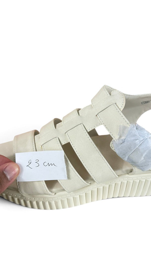 Sandales plateforme Frippindealz Refresh blanches en simili cuir style spartiate avec semelle crantée