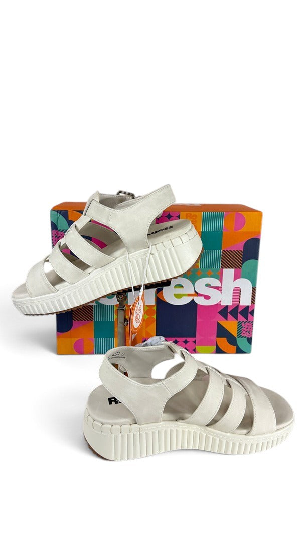 Sandales plateforme blanches Frippindealz Refresh en simili cuir avec brides multiples et semelle crantée