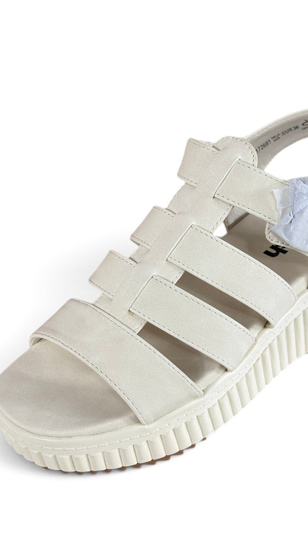 Sandales plateforme blanches Frippindealz Refresh en simili cuir style spartiate avec semelle crantée
