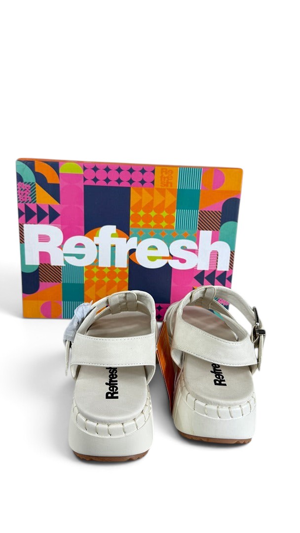 Sandales plateforme blanches Frippindealz Refresh en simili cuir avec brides et semelle crantée