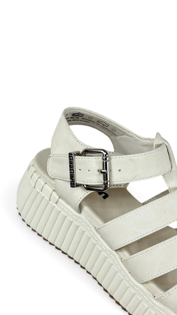 Sandales plateforme blanches Frippindealz Refresh en simili cuir avec bride ajustable et semelle crantée