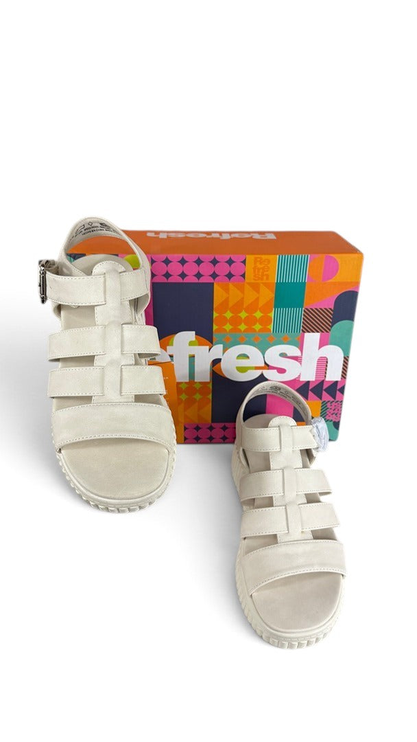 Sandales plateforme blanches Frippindealz Refresh en simili cuir style spartiate avec bride ajustable