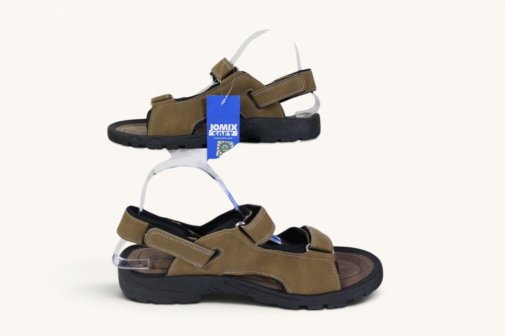 Sandales de randonnée Frippindealz Jomix beiges pour homme avec brides ajustables et semelle crantée noire