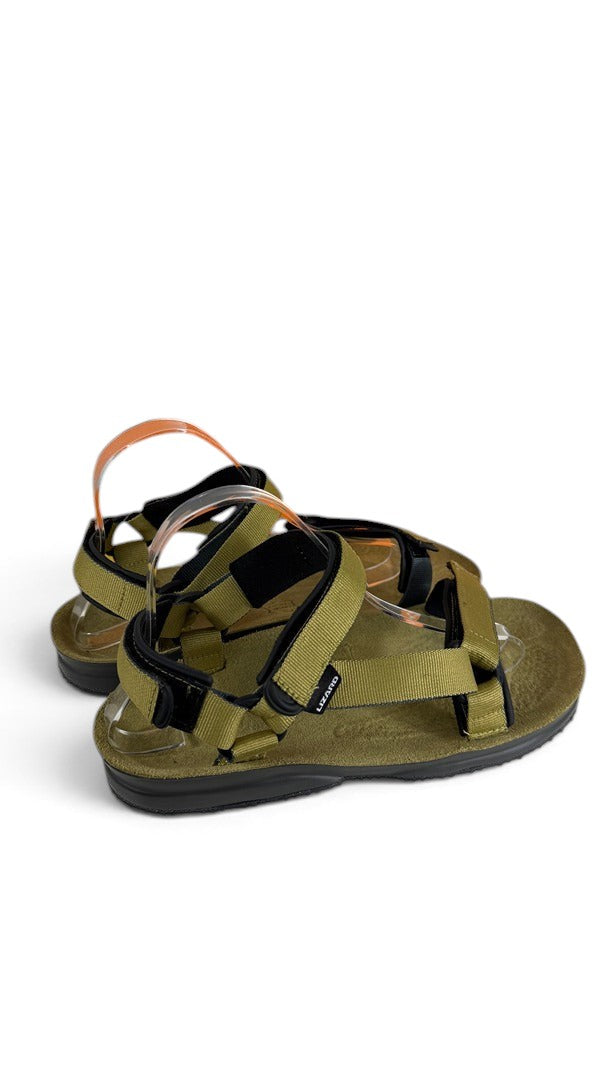 Sandales de randonnée Frippindealz Lizard Super Hike kaki en cuir avec semelles Vibram et brides réglables