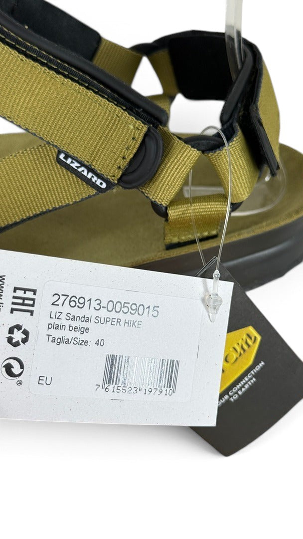 Sandales de randonnée Frippindealz Lizard Super Hike kaki en cuir avec semelle Vibram et étiquette neuve
