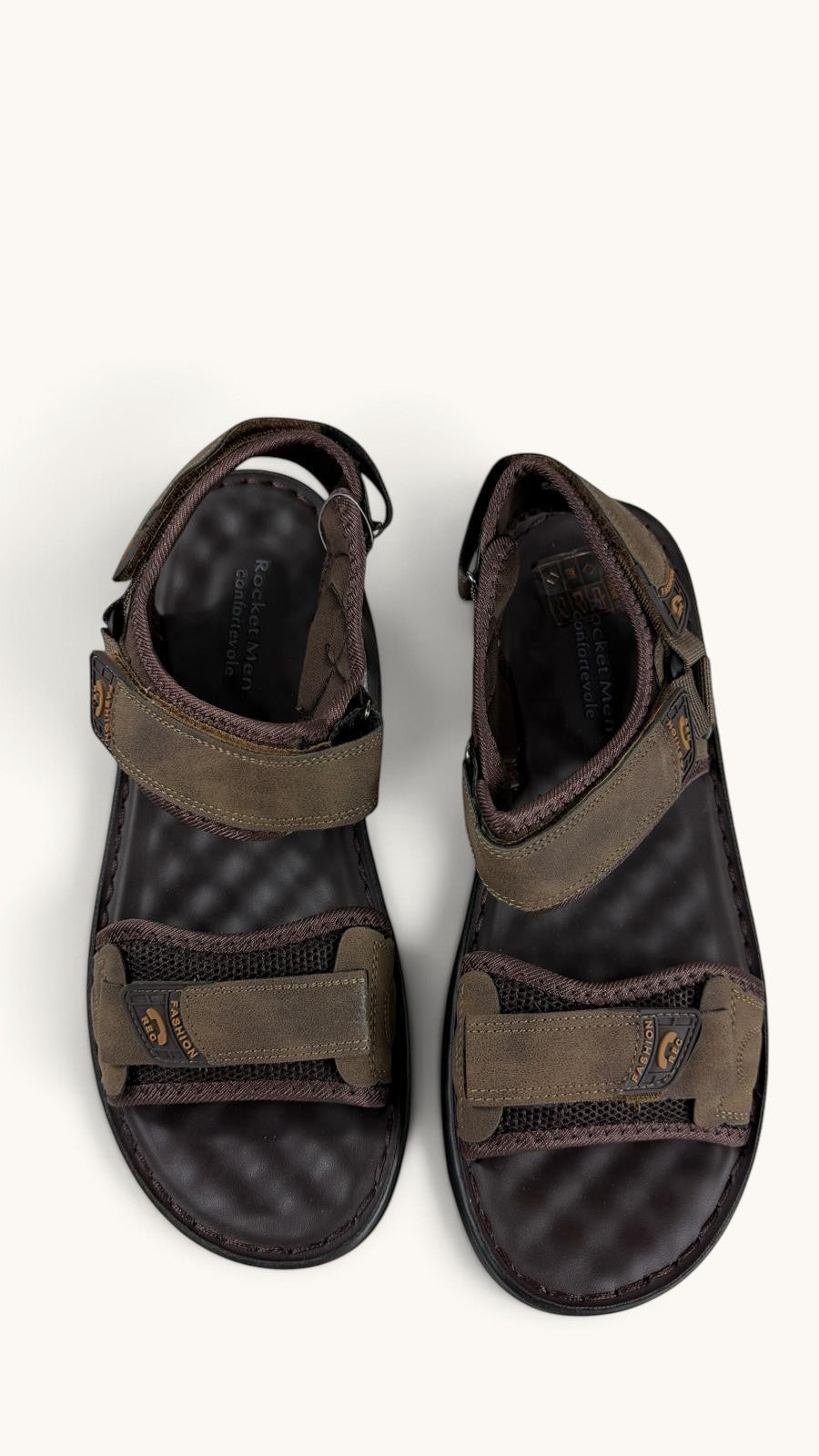 Sandales de randonnée Frippindealz Rocket Men marron aspect nubuck avec brides réglables et semelle intérieure texturée
