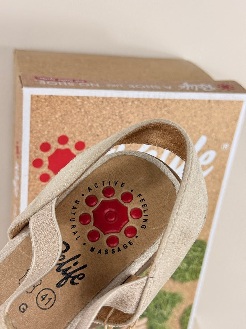 Sandales Frippindealz Relife beige avec semelle intérieure en cuir et technologie de massage Soft Reflex