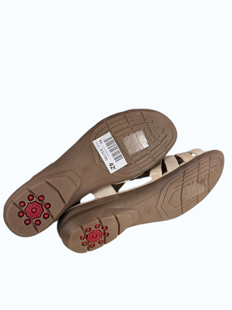 Semelles des sandales Frippindealz Relife beiges avec technologie Soft Reflex System et détails de strass