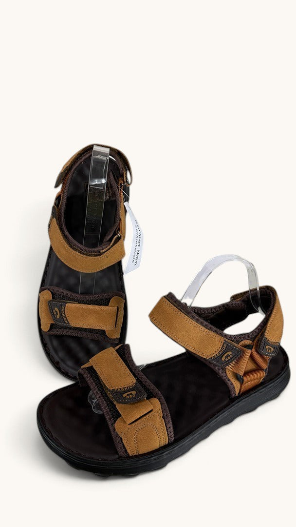 Sandales Frippindealz Rocket Men marron en cuir synthétique avec brides ajustables et semelle ergonomique