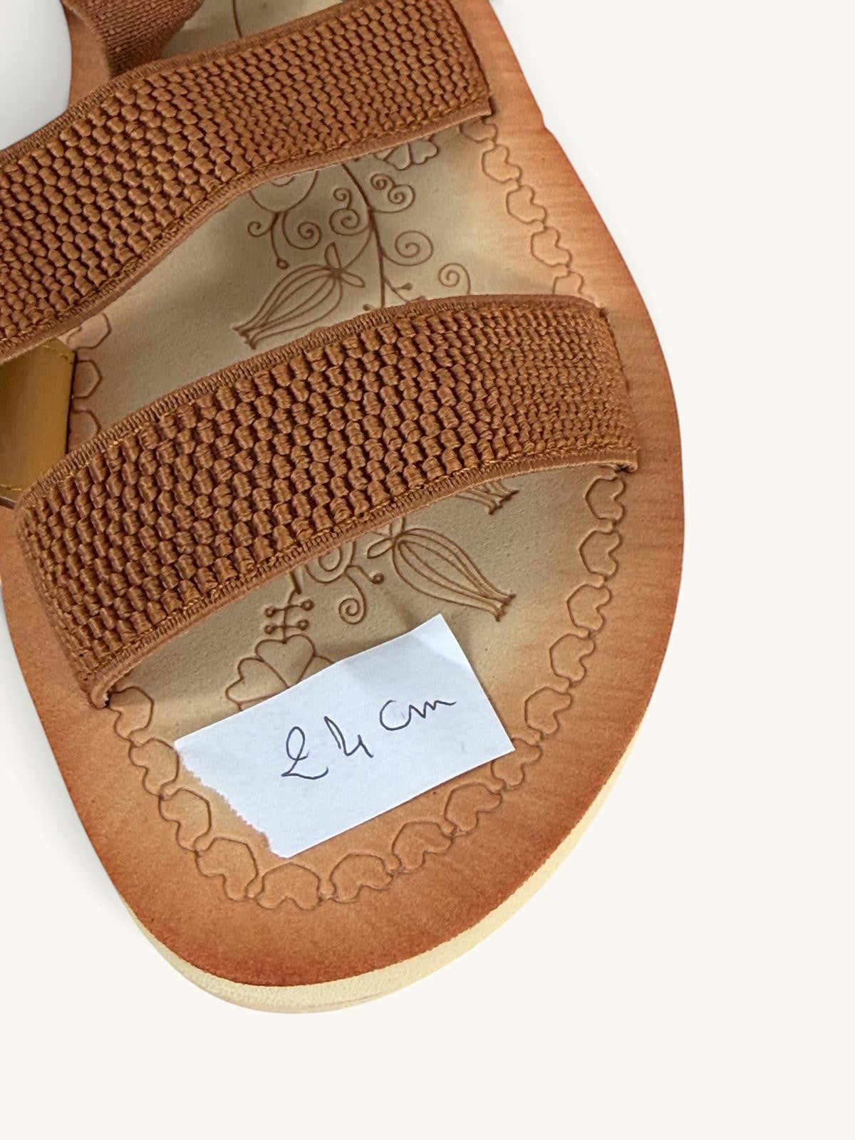 Sandales Frippindealz Stephan marron camel en textile élastique avec semelle intérieure à motifs floraux