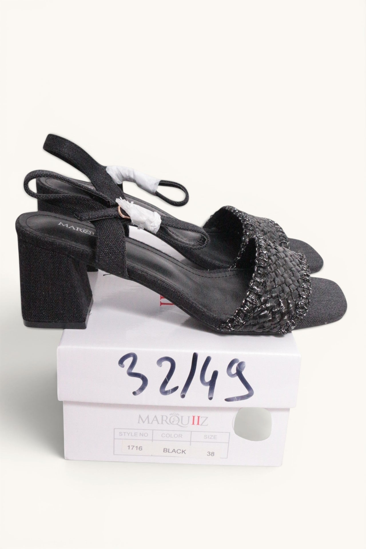Sandales à talon Frippindealz Marquiiz noires en matière synthétique avec bride arrière et bout tressé