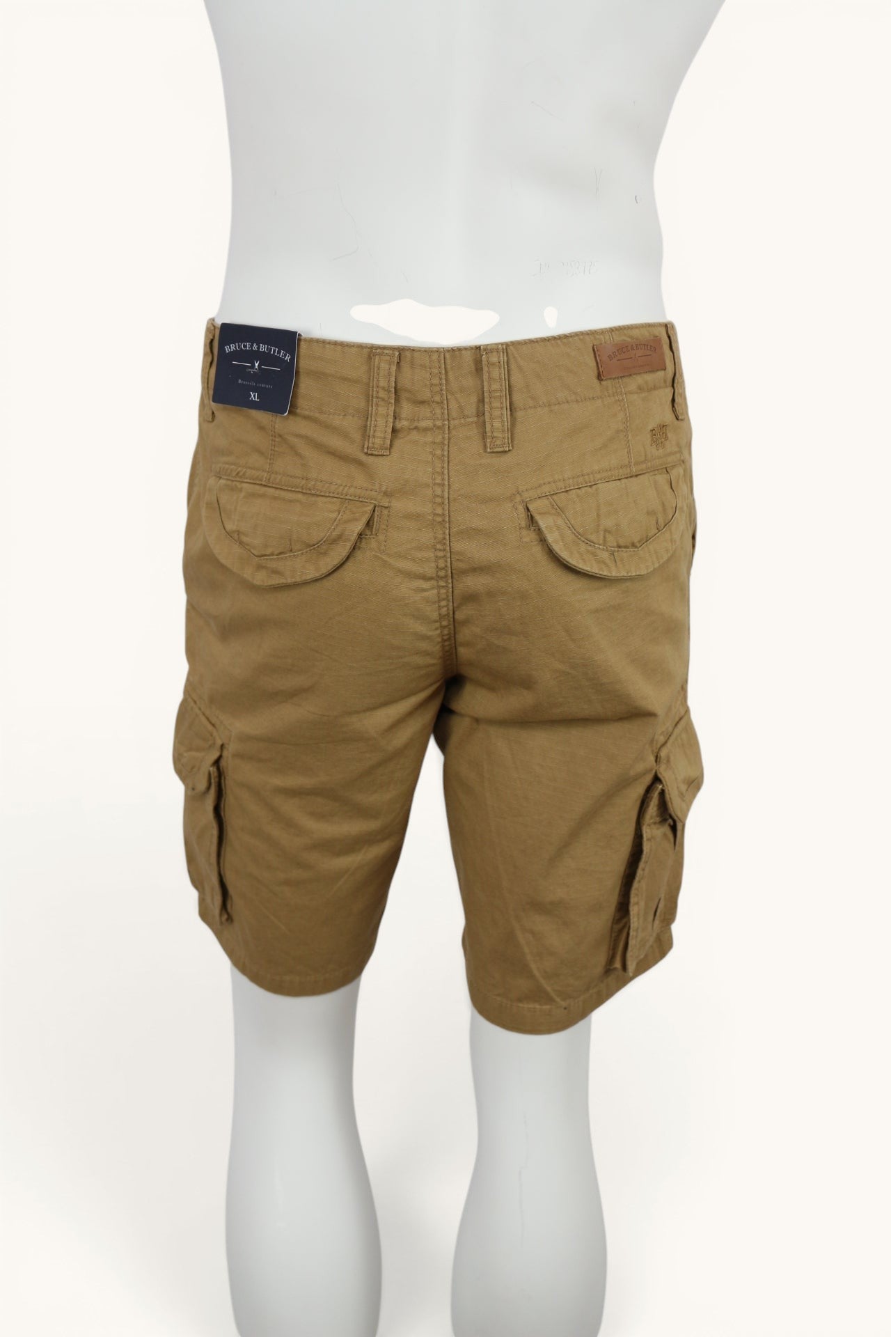 Short cargo homme Frippindealz Bruce & Butler en coton couleur sable foncé avec poches latérales, neuf avec étiquette