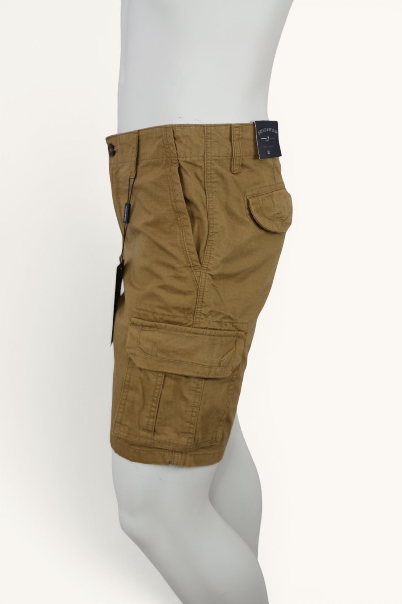 Short cargo homme Frippindealz Bruce & Butler en coton couleur Dark Sand avec poches latérales, neuf avec étiquette.