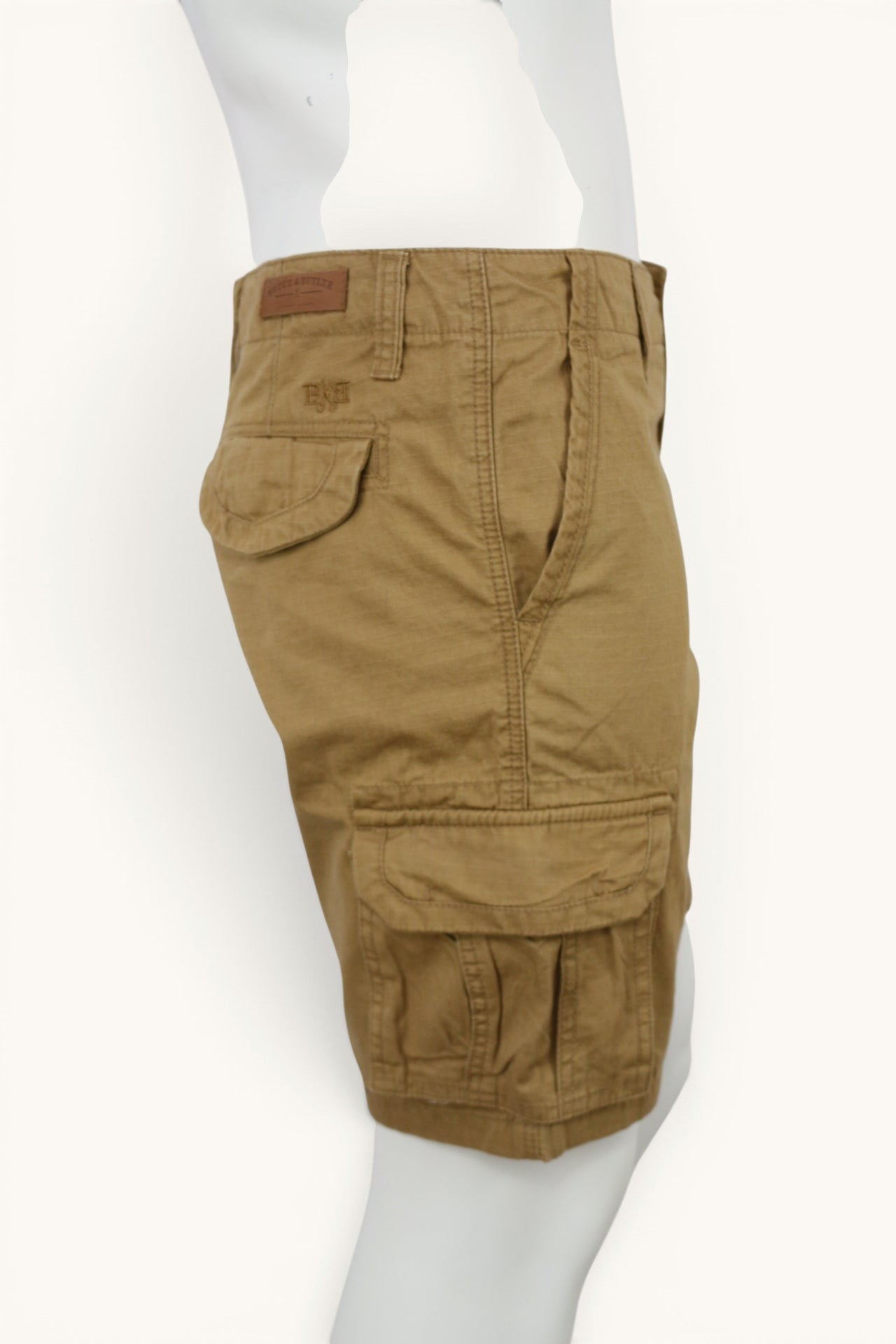 Short cargo homme Frippindealz Bruce & Butler en coton couleur Dark Sand avec poches latérales, neuf avec étiquette.