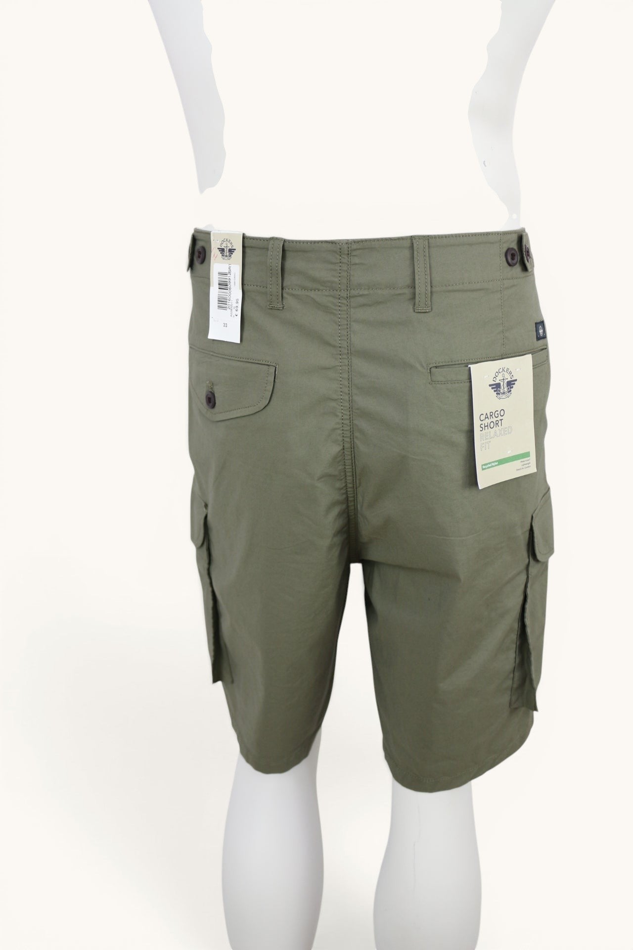 Short cargo homme Frippindealz Dockers kaki olive, coupe relaxed fit en coton stretch avec poches latérales à rabat.