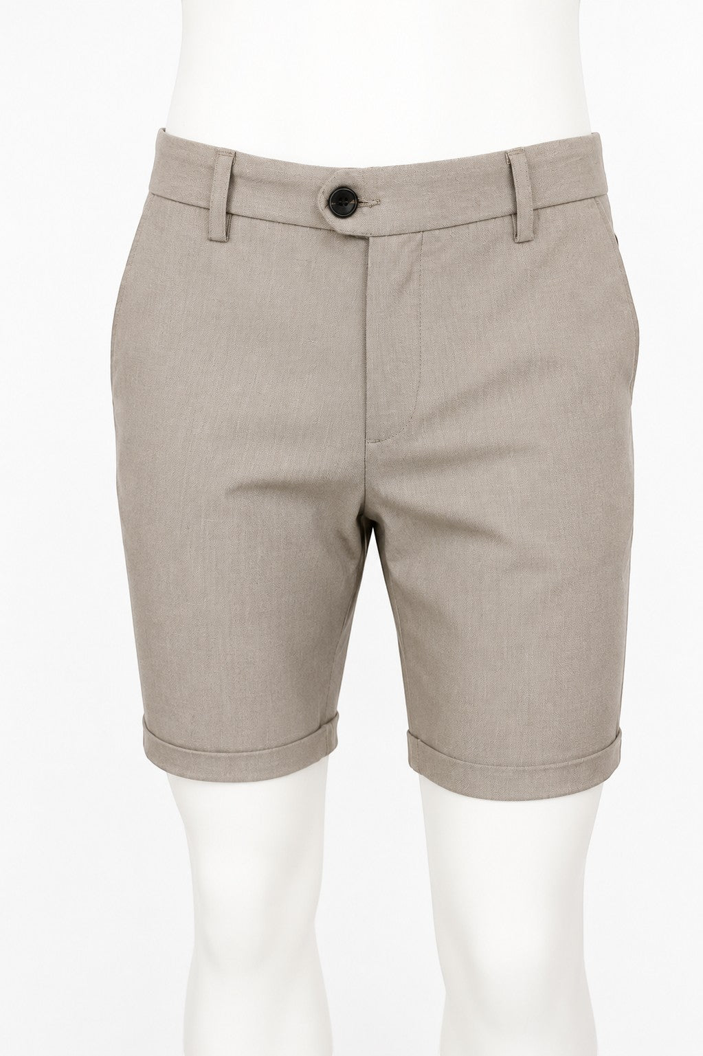 Bermuda chino beige Frippindealz pour homme, coupe regular fit avec revers, style casual chic estival.