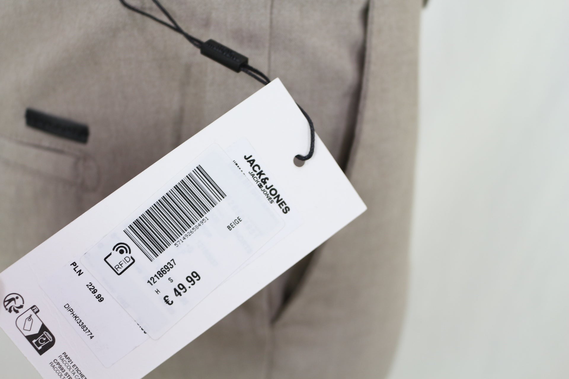 Bermuda chino beige Frippindealz Jack & Jones neuf avec étiquette, coupe regular fit pour homme