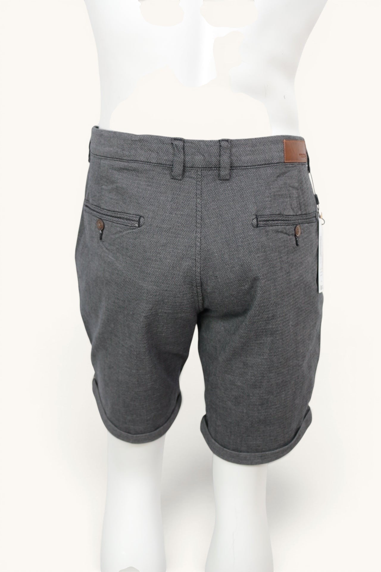 Short chino Frippindealz Jack & Jones gris chiné en coton recyclé, coupe slim fit avec revers et poches arrière