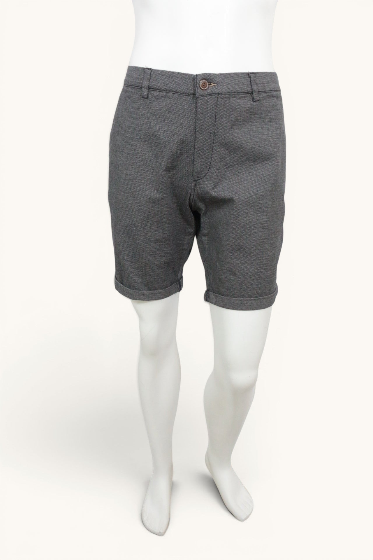 Short chino Frippindealz Jack & Jones gris chiné coupe slim fit en coton recyclé avec revers aux jambes